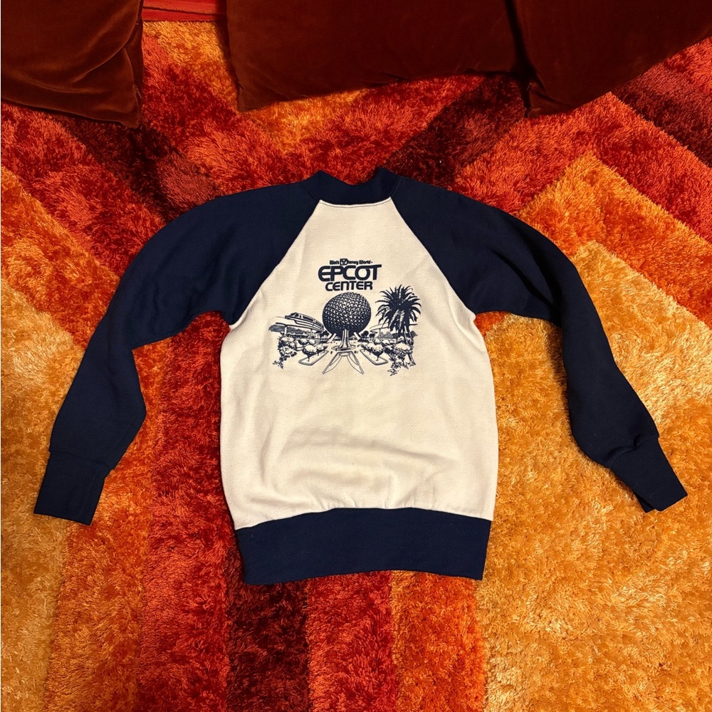 Vtg Epcot Center Sweatshirt Walt Disney World Early Navy 1982 Kids L 10/12 Retro